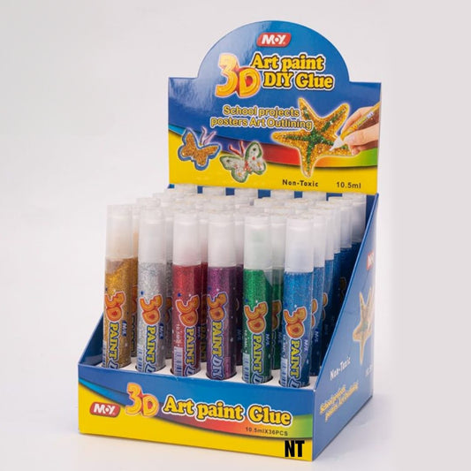 VR-L-3-12 8102=3D art paint DIY glue No 791345 36pc displav box  648pc CTN  Art paint DIY Glue  School projects posters Art Outlining  Non-Toxic  10.5ml  MAK  30 PAINT  Mix  30 PAINT  MX  PAINTDIY  PAINT  MAN  30PAINT