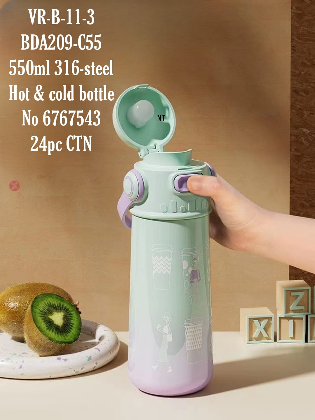VR-B-11-3 BDA209-C55  550ml 316-steel  Hot & cold bottle  No 6767543  24pc CTN