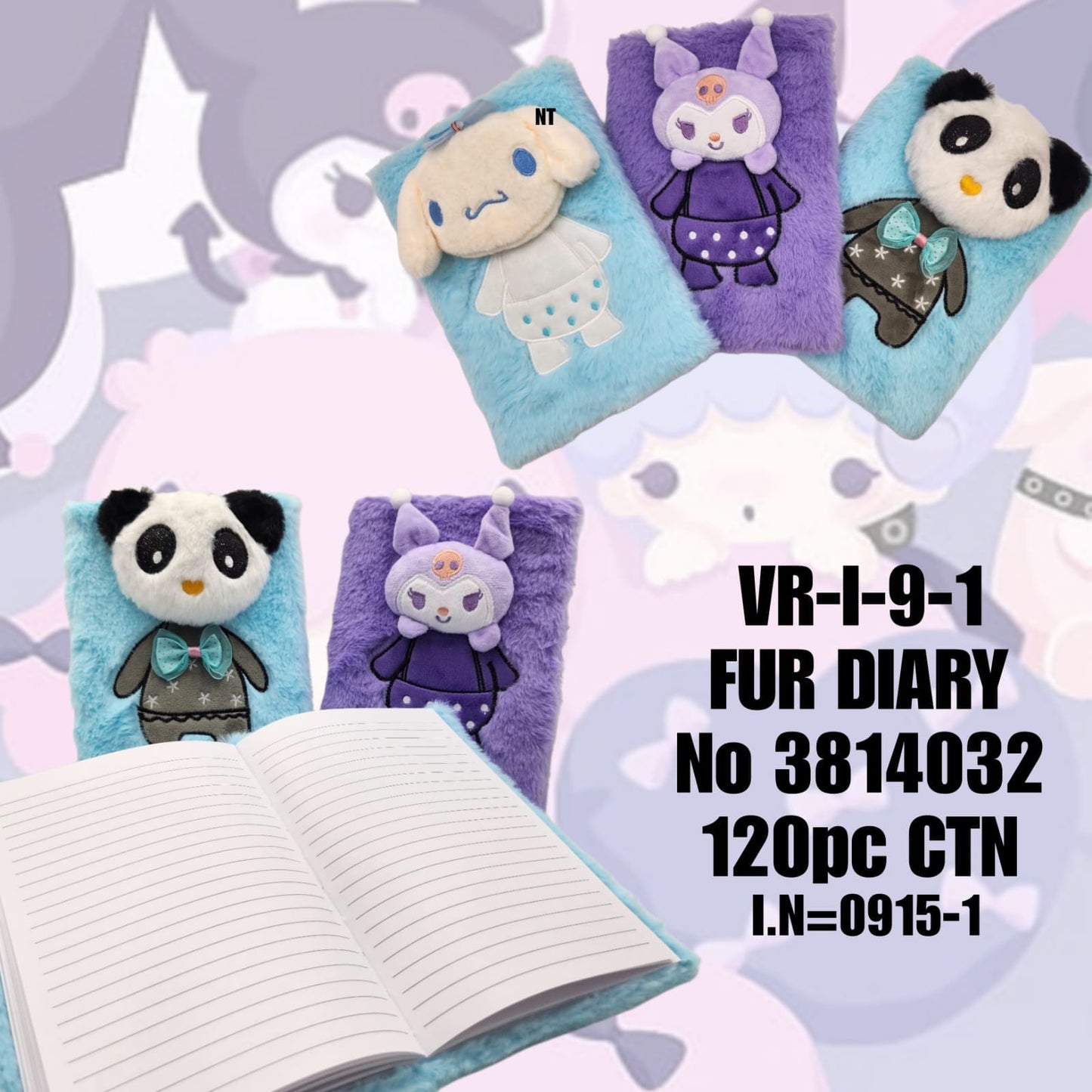 VR-1-9-1 FUR DIARY No 3814032 120pc CTN Ι.Ν=0915-1
