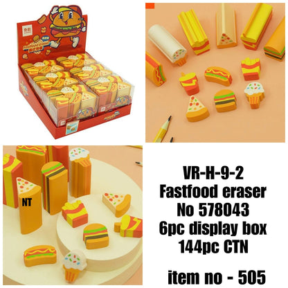 UR-H-9-2 Fast-food eraser No 578043 6pc display box 144pc CTN item no - 505