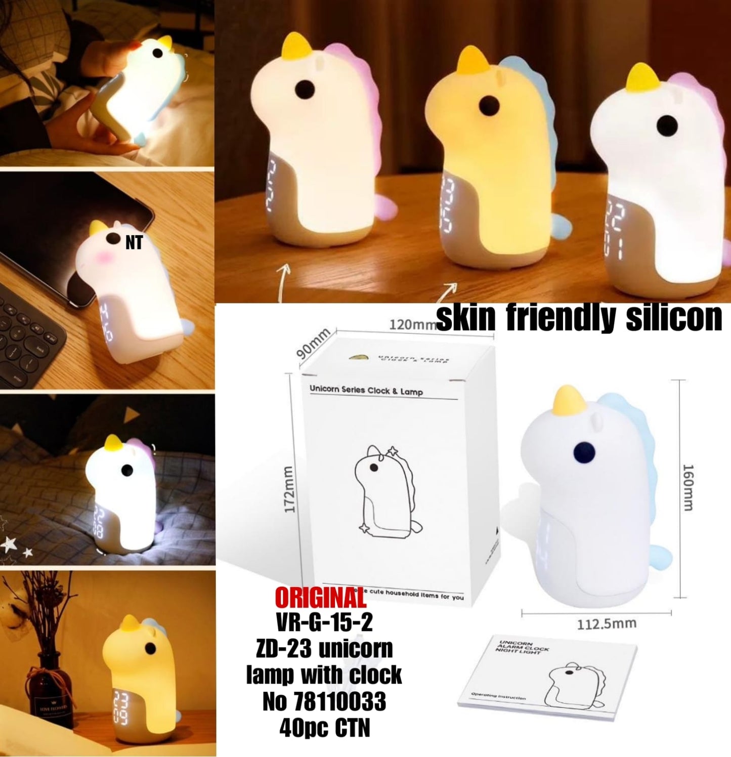 UR-G-15-2 ZD-23 unicorn lamp with clock No 78110033 aonc CTN