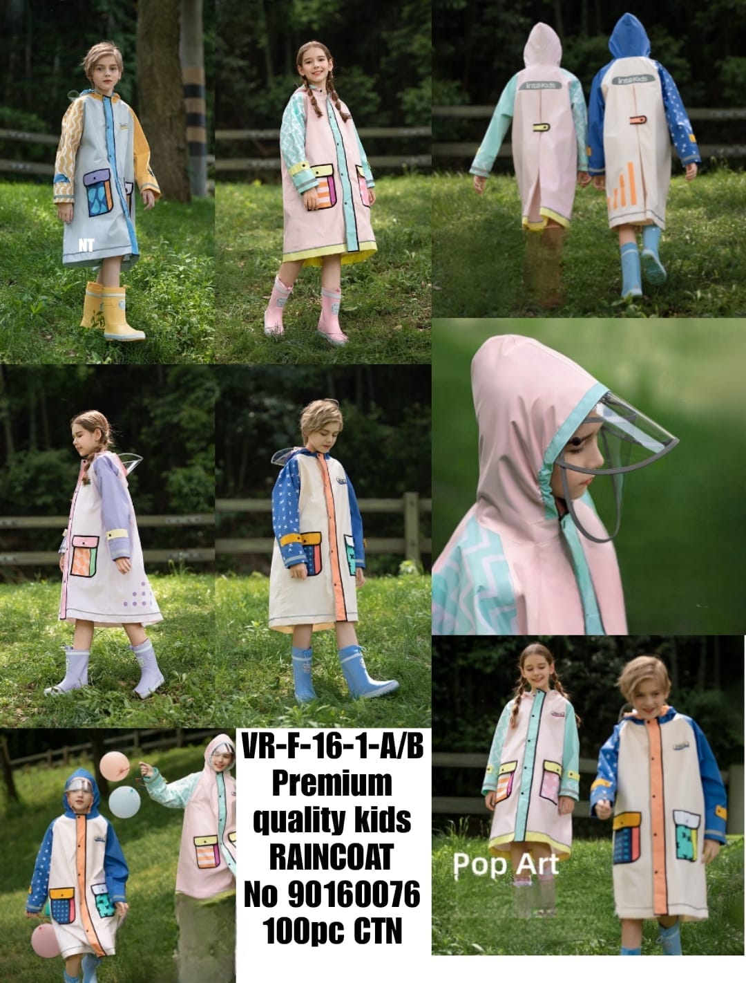 UR-F-16-1-A-B Premium quality kids RAINCOAT No 90160016 100pc CTN