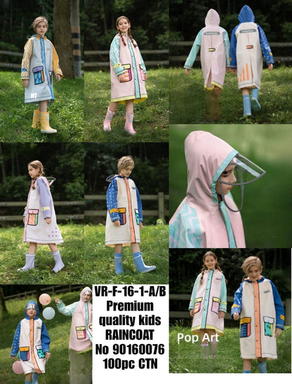 UR-F-16-1-A-B Premium quality kids RAINCOAT No 90160016 100pc CTN