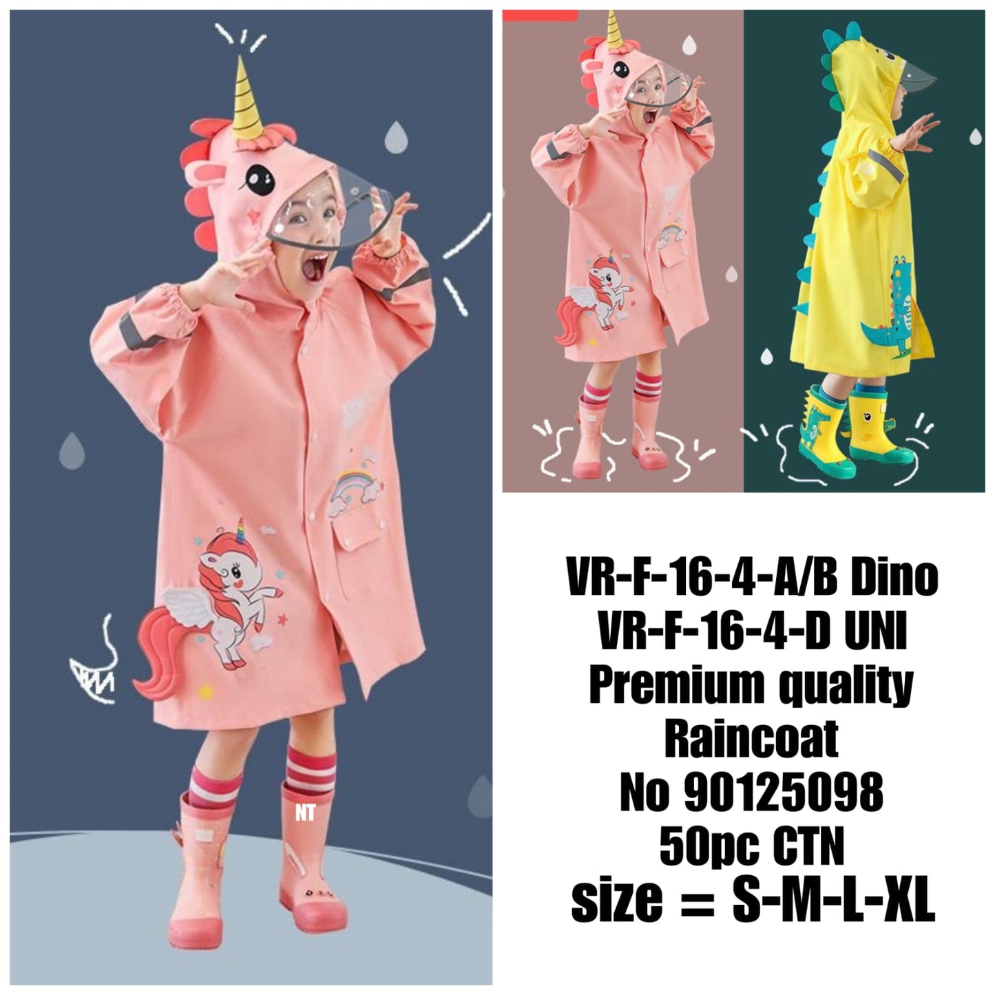 UR-F-16-4-WB Dino UR-F-16-4-D UNI Premium quality Raincoat No 90125098 CTN size  S-M-L-XL