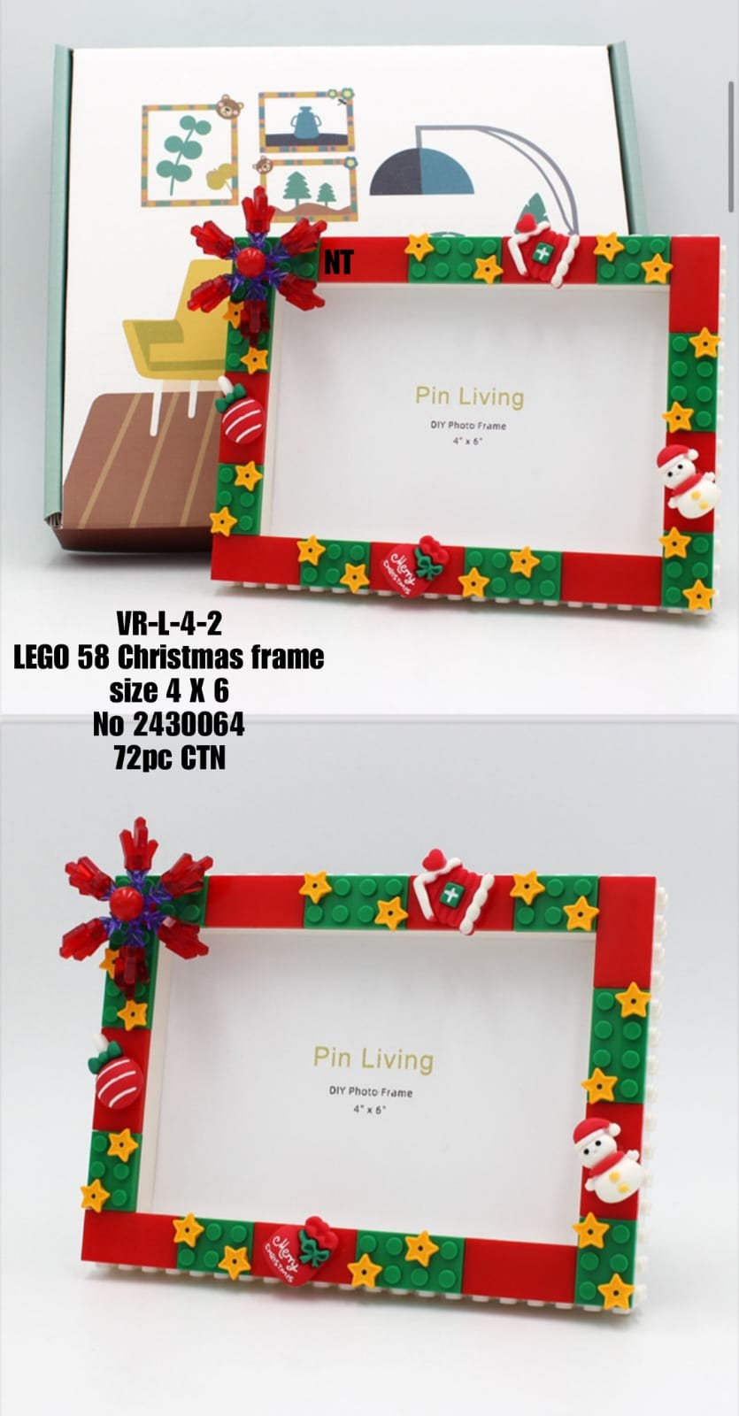 VR-L-4-2 LEGO 58 Christmas Photo Frame size 4 X 6 No 2430064 72pc CTN