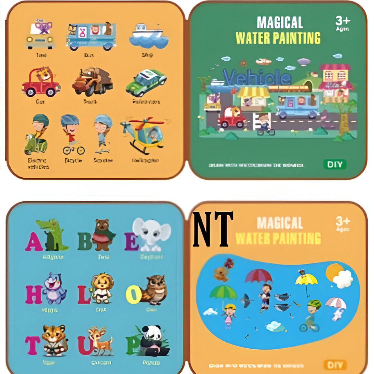 VR-P-1-4- UR-L-5-1- UR-I-5-1 Premium quality Magic Water book with shining velcro stickers