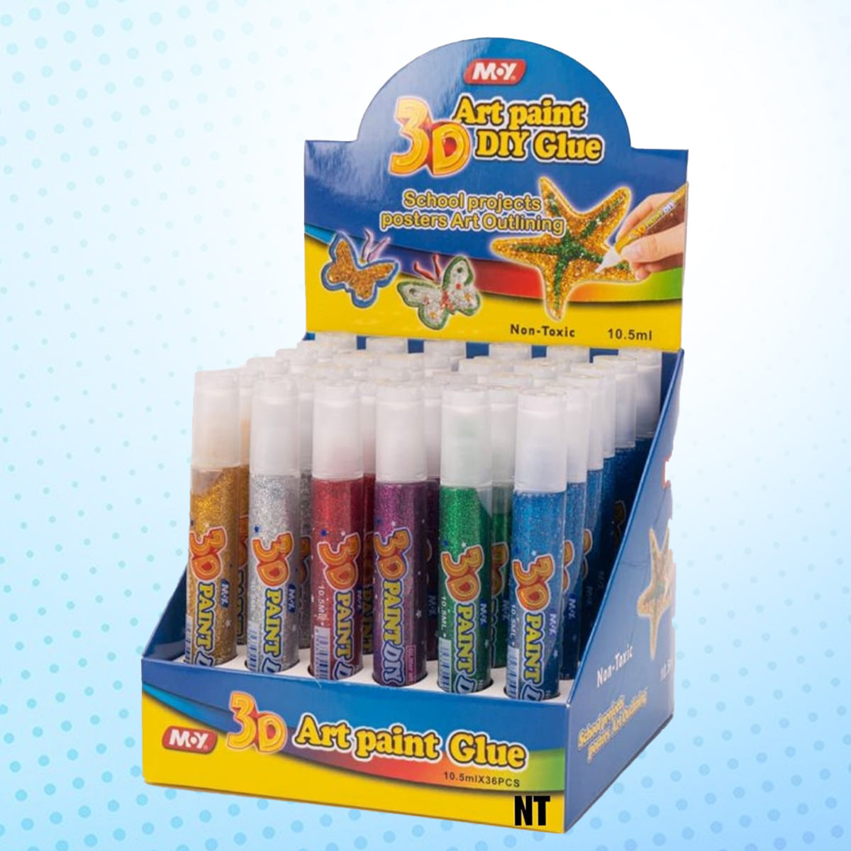 VR-L-3-12 8102=3D art paint DIY glue No 791345 36pc displav box  648pc CTN  Art paint DIY Glue  School projects posters Art Outlining  Non-Toxic  10.5ml  MAK  30 PAINT  Mix  30 PAINT  MX  PAINTDIY  PAINT  MAN  30PAINT